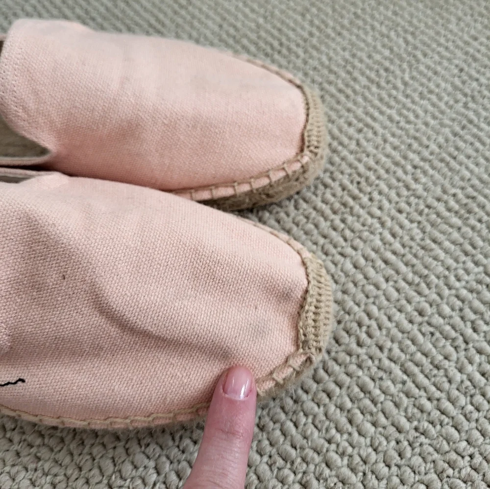 Soludos Pink Canvas Slip-On Espadrilles with Script Detail